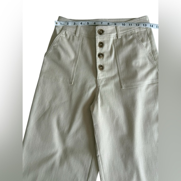 Francesca’s Blue Papaya Beige Wide Leg Crop Pant Button Front High Rise Sz S NWT - Picture 5 of 9